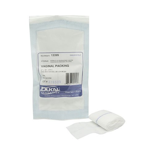 DUKAL STERILE NON-IMPREGNATED COTTON VAGINAL PACKING, 2 X 36 INCH, SOLD AS 100/CASE DUKAL 1339S