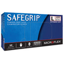 SAFEGRIP® LATEX EXTENDED CUFF LENGTH EXAM GLOVE, LARGE, BLUE, SOLD AS 50/BOX MICROFLEX SG-375-L