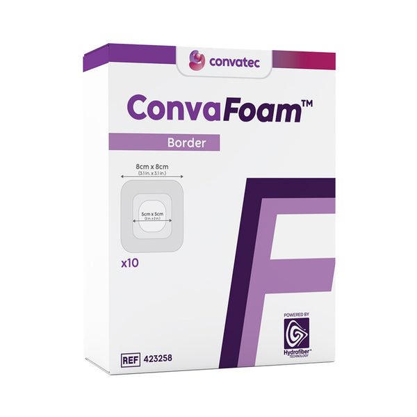 CONVAFOAM™ BORDER SILICONE ADHESIVE FOAM DRESSING, 8 X 8 CENTIMETER, SOLD AS 10/BOX CONVATEC 423258