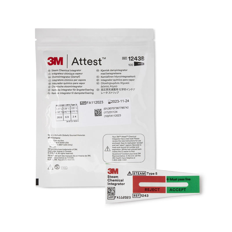 3M™ ATTEST™ STERILIZATION CHEMICAL INTEGRATOR STRIP, SOLD AS 100/PACK SOLVENTUM 1243B