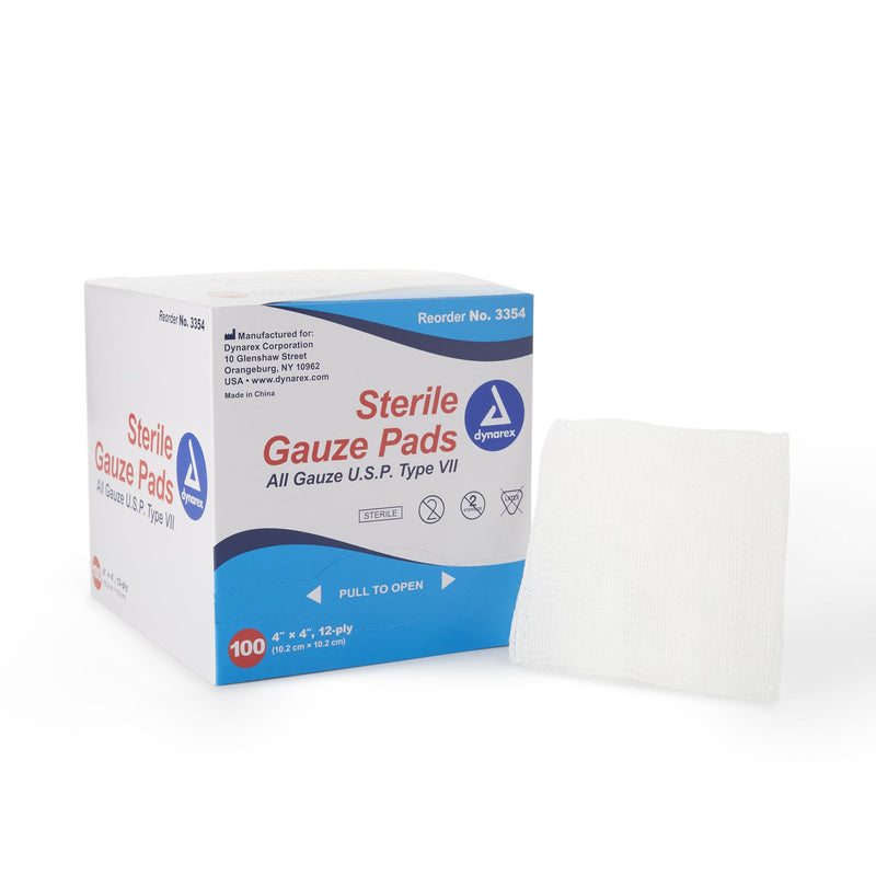 DYNAREX® STERILE GAUZE SPONGE, 4 X 4 INCH, 12-PLY, SOLD AS 12/CASE DYNAREX 3354