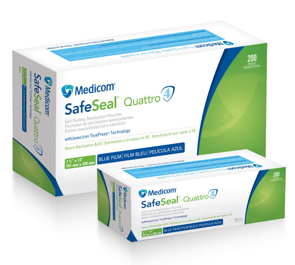 QUATTRO STERILIZATION POUCH, 7½" X 13", 200/BX, 5 BX/CS, SOLD AS CASE AMD-MEDICOM 10000212
