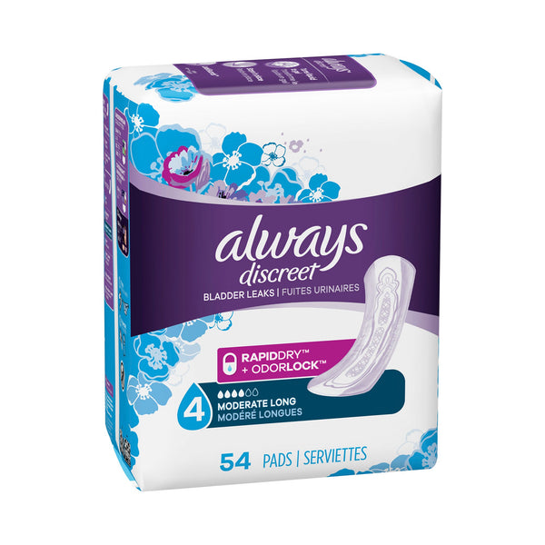 ALWAYS® DISCREET BLADDER CONTROL PAD, ONE SIZE FITS MOST, SOLD AS 162/CASE PROCTER 03700088707