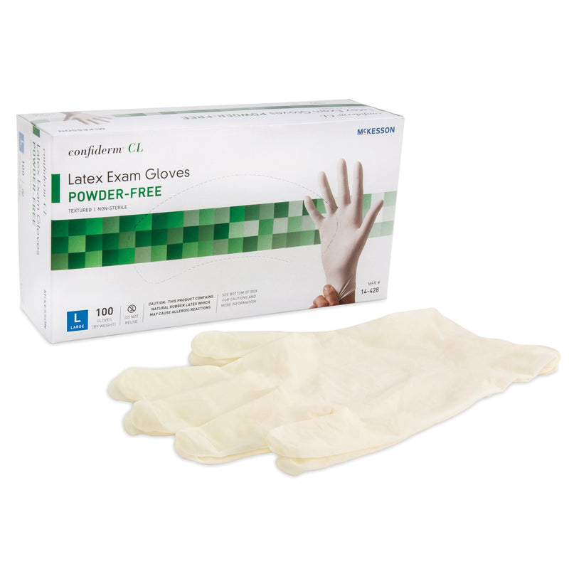 MCKESSON CONFIDERM® CL LATEX EXAM GLOVE, LARGE, IVORY, SOLD AS 100/BOX MCKESSON 14-428