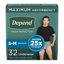 DEPEND® FRESH PROTECTION™ MEN'S MAXIMUM ABSORBENCY UNDERWEAR, SMALL/MEDIUM, SOLD AS 32/PACK KIMBERLY 53748