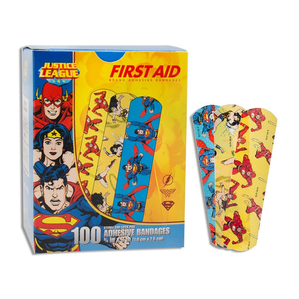 AMERICAN® WHITE CROSS STAT STRIP® KID DESIGN JUSTICE LEAGUE ADHESIVE STRIPS, SOLD AS 1/BOX DUKAL 10790
