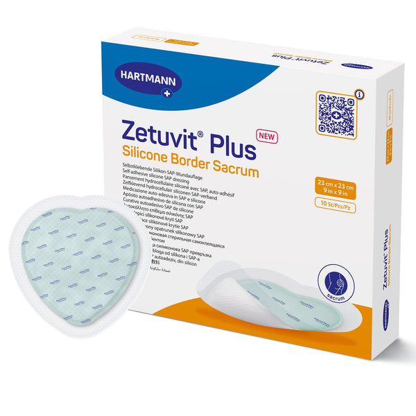 ZETUVIT® PLUS SILICONE BORDER SUPER ABSORBENT DRESSING, 9 X 9 INCH SACRAL, SOLD AS 1/EACH HARTMANN 413907