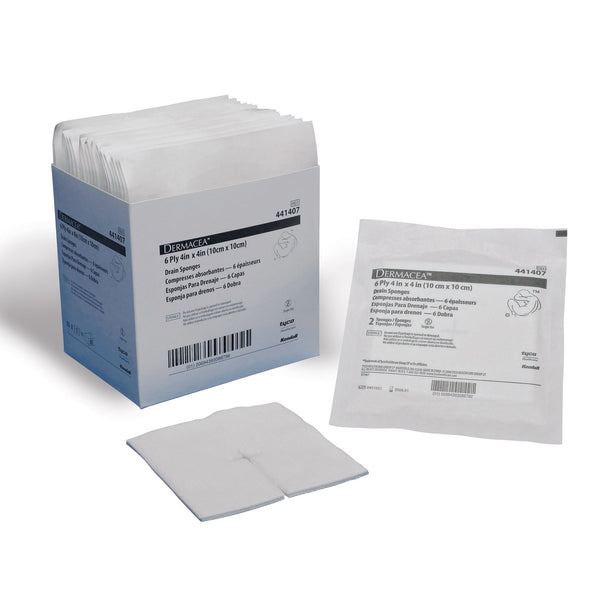 DERMACEA™ DRAIN SPONGE, 4 X 4 INCH, 6-PLY, SOLD AS 300/CASE CARDINAL 441407