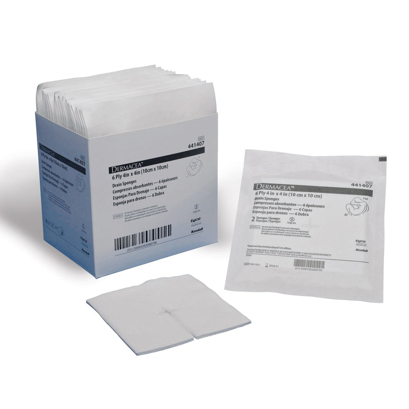 DERMACEA™ DRAIN SPONGE, 4 X 4 INCH, 6-PLY, SOLD AS 300/CASE CARDINAL 441407