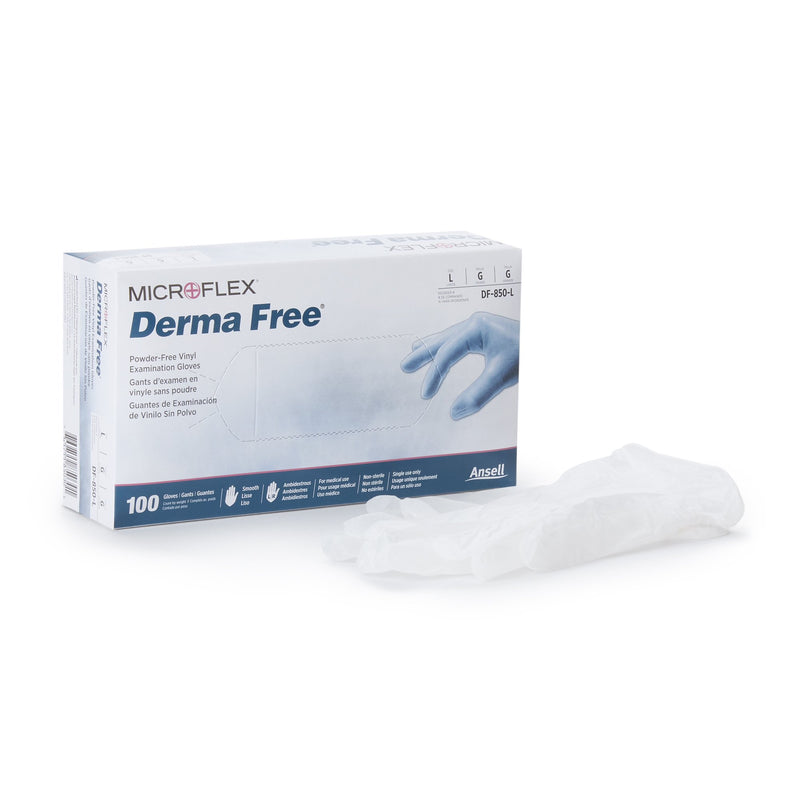 DERMA FREE™ VINYL EXAM GLOVE, LARGE, CLEAR, SOLD AS 1000/CASE MICROFLEX DF-850-L