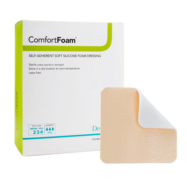 COMFORTFOAM™ SILICONE ADHESIVE WITHOUT BORDER SILICONE FOAM DRESSING, 4 X 5 INCH, SOLD AS 10/BOX DERMARITE 44450