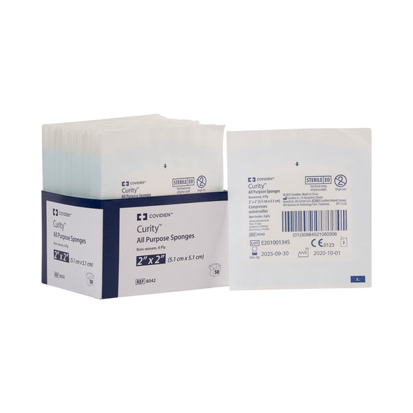 CURITY™ STERILE NONWOVEN SPONGE, 2 X 2 INCH, 4-PLY, SOLD AS 1500/CASE CARDINAL 8042