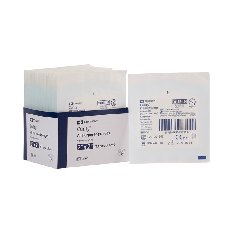 CURITY™ STERILE NONWOVEN SPONGE, 2 X 2 INCH, 4-PLY, SOLD AS 1500/CASE CARDINAL 8042
