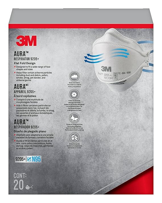 3M Psd Aura Particulate Respirator Mask Respirator N95 Whtaura 20/Bx 12Bx/Cs -9205+