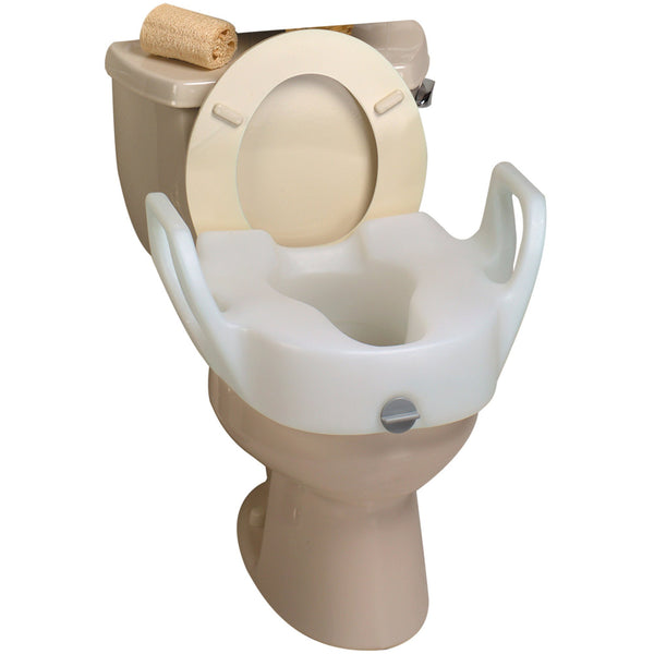 LOCK-ON ELEVATED TOILET SEAT WITH ARMS, SOLD AS 1/EACH MADDAK 725753111