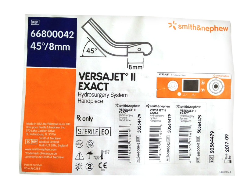 Smith & Nephew Versajet Ii Hydrosurgery System Handpiece Hydrosurgery 8Mm45 Deg 5/Cs -66800042