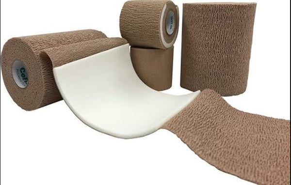 Andover Coflex Afd - Absorbent Foam Dressing & Cohesive Bandage Dressing Absorb Foam W/Sa Wrap4X2.5 Tan Lf 8Rl/Cs -9740TN
