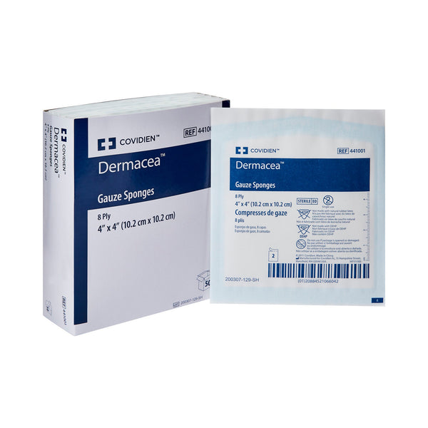 DERMACEA™ STERILE GAUZE SPONGE, 4 X 4 INCH, 8-PLY, SOLD AS 600/CASE CARDINAL 441001