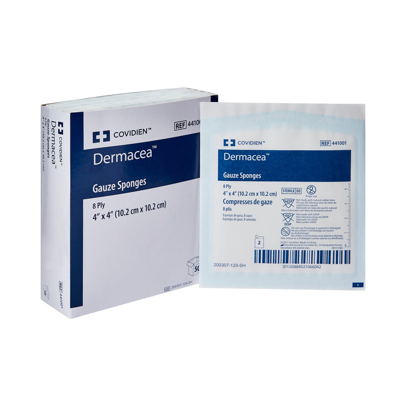 DERMACEA™ STERILE GAUZE SPONGE, 4 X 4 INCH, 8-PLY, SOLD AS 600/CASE CARDINAL 441001