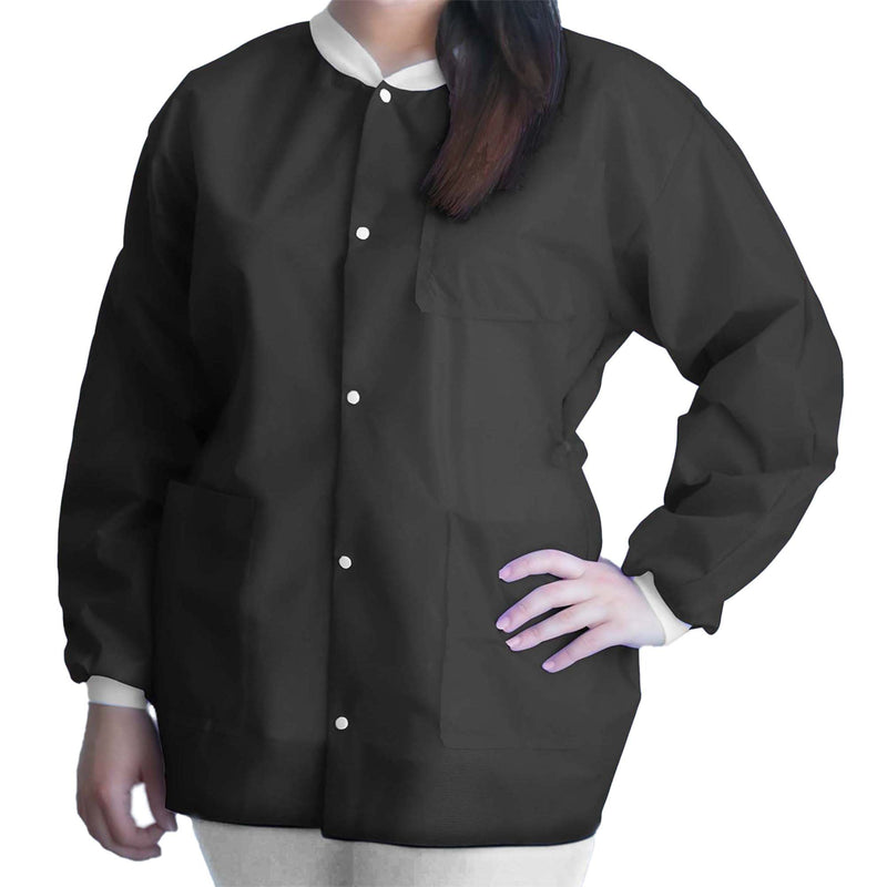 FITME™ LAB JACKET, BLACK, MEDIUM, SOLD AS 50/CASE DUKAL UGJ-6500-M