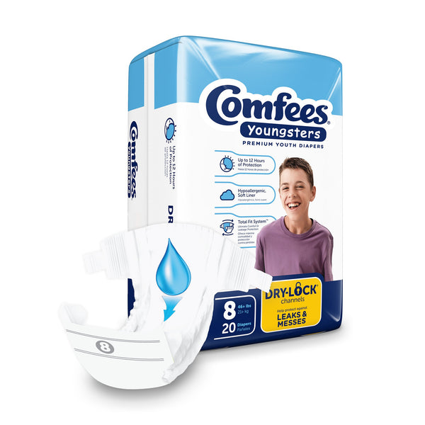 COMFEES® YOUNGSTERS PREMIUM YOUTH DIAPERS, SIZE 8, SOLD AS 80/CASE ATTENDS CMF-8