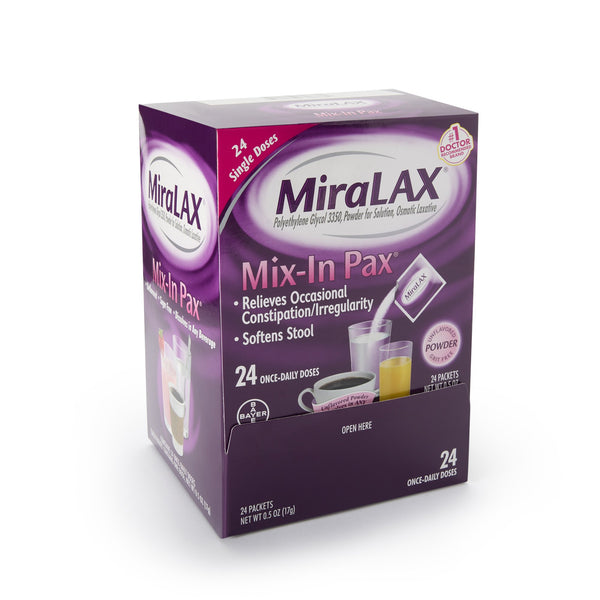 MIRALAX® POLYETHYLENE GLYCOL 3350 LAXATIVE, SOLD AS 24/BOX BAYER 11523726808