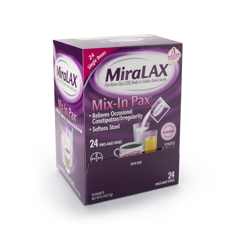 MIRALAX® POLYETHYLENE GLYCOL 3350 LAXATIVE, SOLD AS 24/BOX BAYER 11523726808