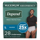 DEPEND® FRESH PROTECTION™ MEN'S MAXIMUM ABSORBENCY UNDERWEAR, LARGE, SOLD AS 56/CASE KIMBERLY 53745