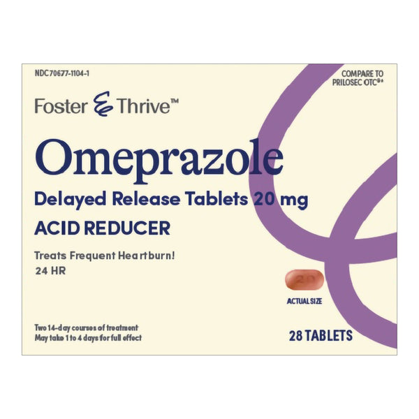 FOSTER & THRIVE™ OMEPRAZOLE 20 MG DELAYED RELEASE TABLETS, SOLD AS 1/BOX MCKESSON 70677110401