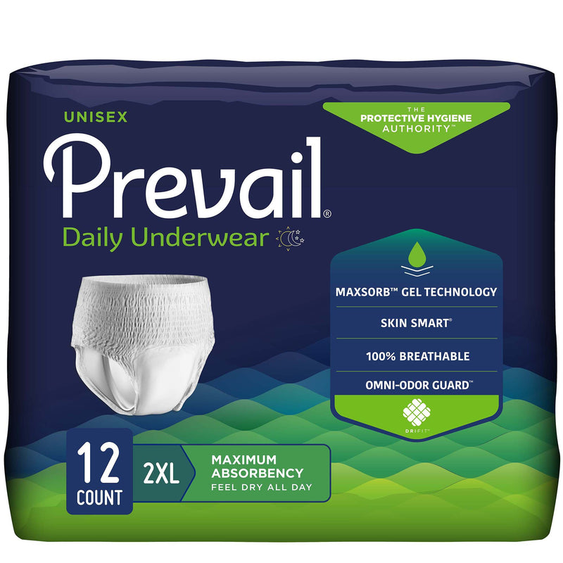 PREVAIL® DAILY UNDERWEAR MAXIMUM ABSORBENT UNDERWEAR, 2X-LARGE, SOLD AS 12/PACK FIRST PV-517