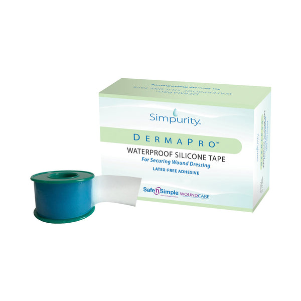 DERMAPRO™ SILICONE MEDICAL TAPE, 2 INCH X 15 FOOT, TRANSPARENT, SOLD AS 6/BOX SAFE SNS57232