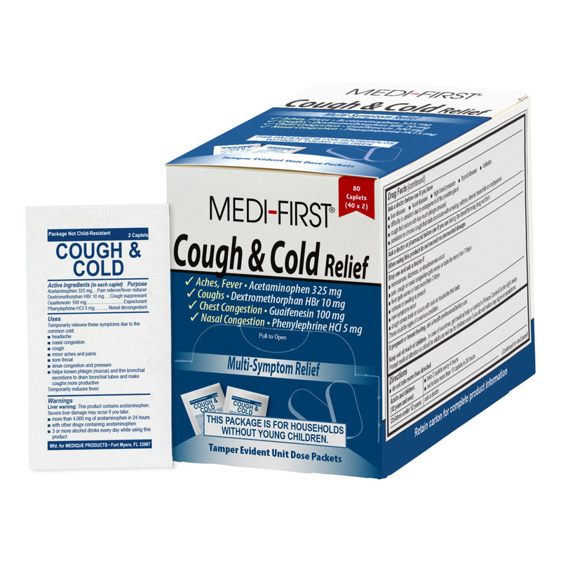 MEDI-FIRST® COLD AND COUGH MULTI-SYMPTOM RELIEF, SOLD AS 80/BOX MEDIQUE 83580