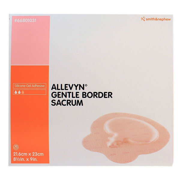ALLEVYN GENTLE BORDER SILICONE GEL ADHESIVE, PINK, 8½ X 9 INCH, SOLD AS 60/CASE SMITH 66801031