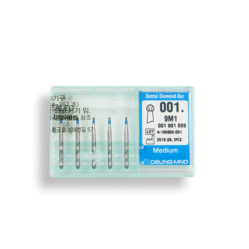 Spherical 0.9 mm Dia. Medium Grit Diamond Bur 5 per pack. 001.9M1