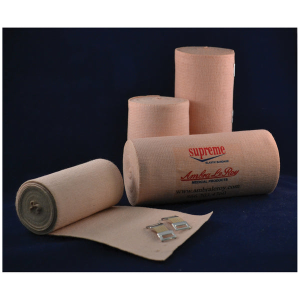 PREMIUM ELASTIC BANDAGE, ORTHOPEDIC, 4" X 5 YDS WITH ELASTIC STRETCH CLIPS, BEIGE, LATEX FREE , 10/BX, 5 BX/CS, SOLD AS CASE AMBRA 10000509