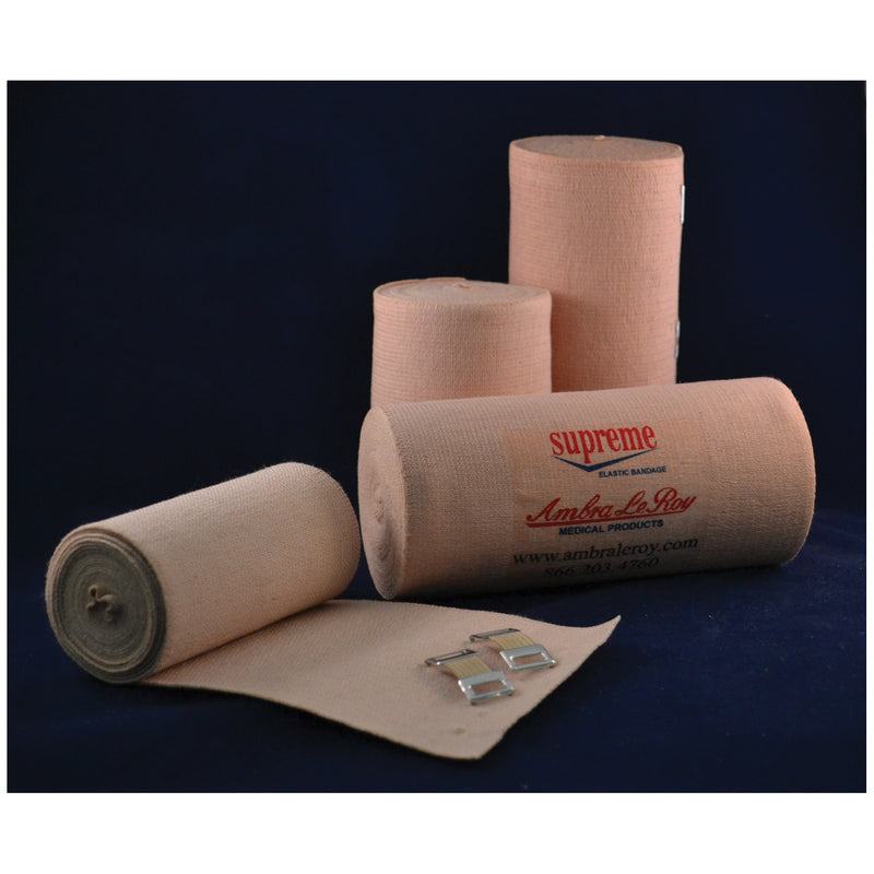 PREMIUM ELASTIC BANDAGE, ORTHOPEDIC, 4" X 5 YDS WITH ELASTIC STRETCH CLIPS, BEIGE, LATEX FREE , 10/BX, 5 BX/CS, SOLD AS CASE AMBRA 10000509