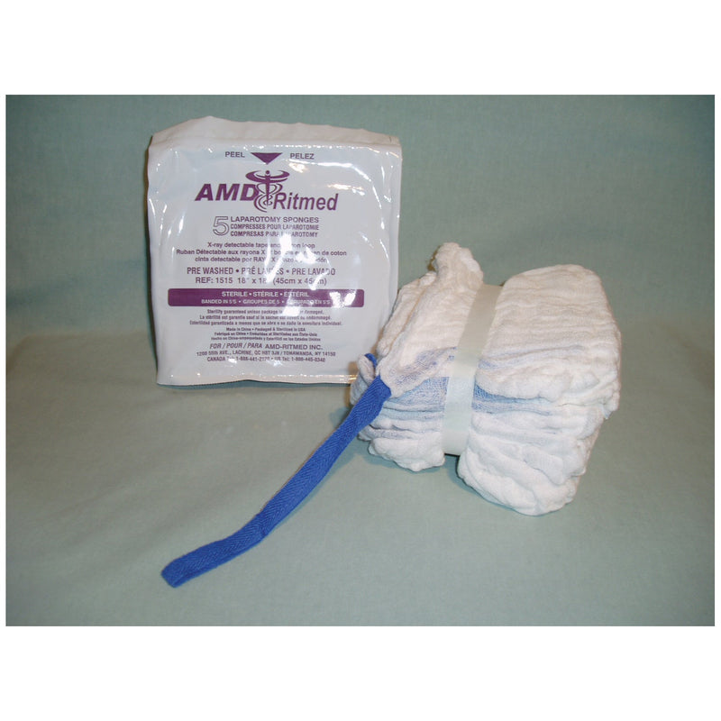 Amd Medicom Laparotomy Sponges Sponge Laparatomy St Prewash18X18 4Ply 5/Pk 40Pk/Cs -1515