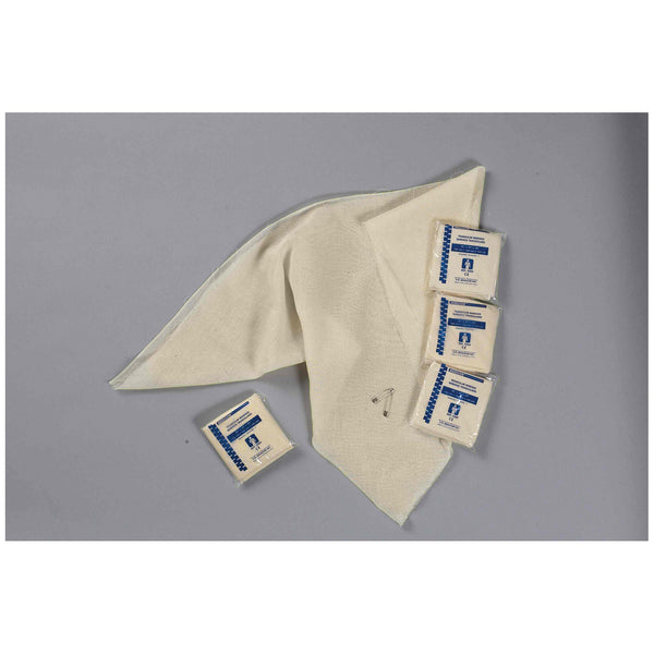 TRIANGULAR BANDAGE WITH SAFETY PINS, 40" X 40" X 56", STRONG MUSLIN, 12/PK, 20 PK/CS, SOLD AS CASE AMD-MEDICOM 10000212