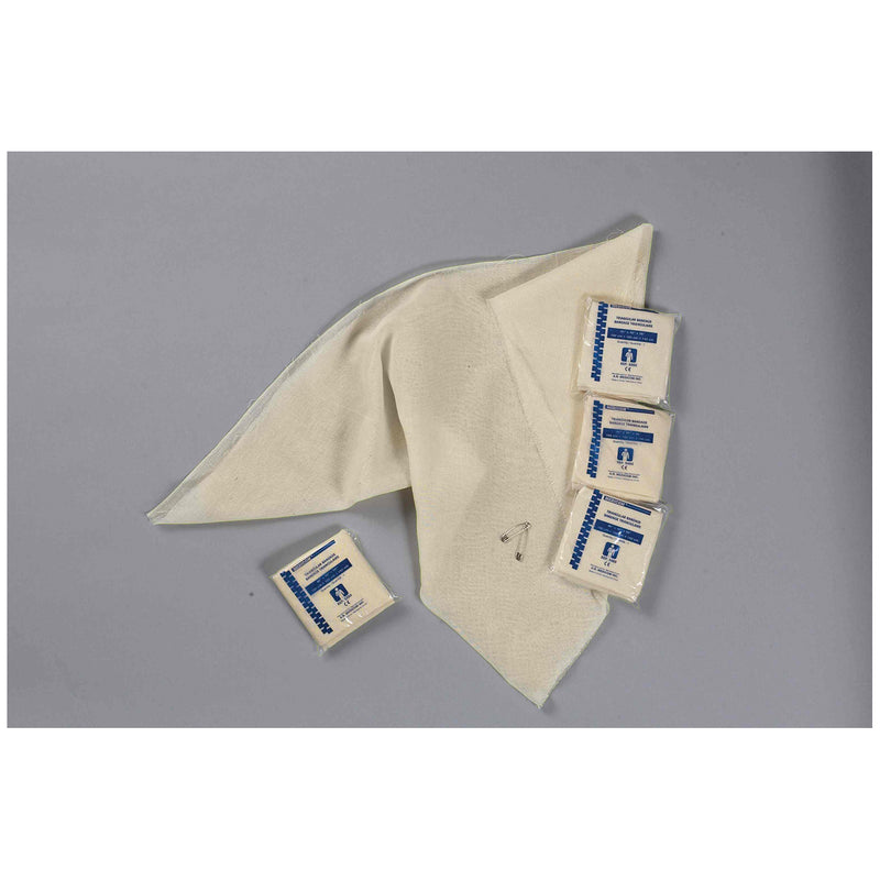 TRIANGULAR BANDAGE WITH SAFETY PINS, 40" X 40" X 56", STRONG MUSLIN, 12/PK, 20 PK/CS, SOLD AS CASE AMD-MEDICOM 10000212
