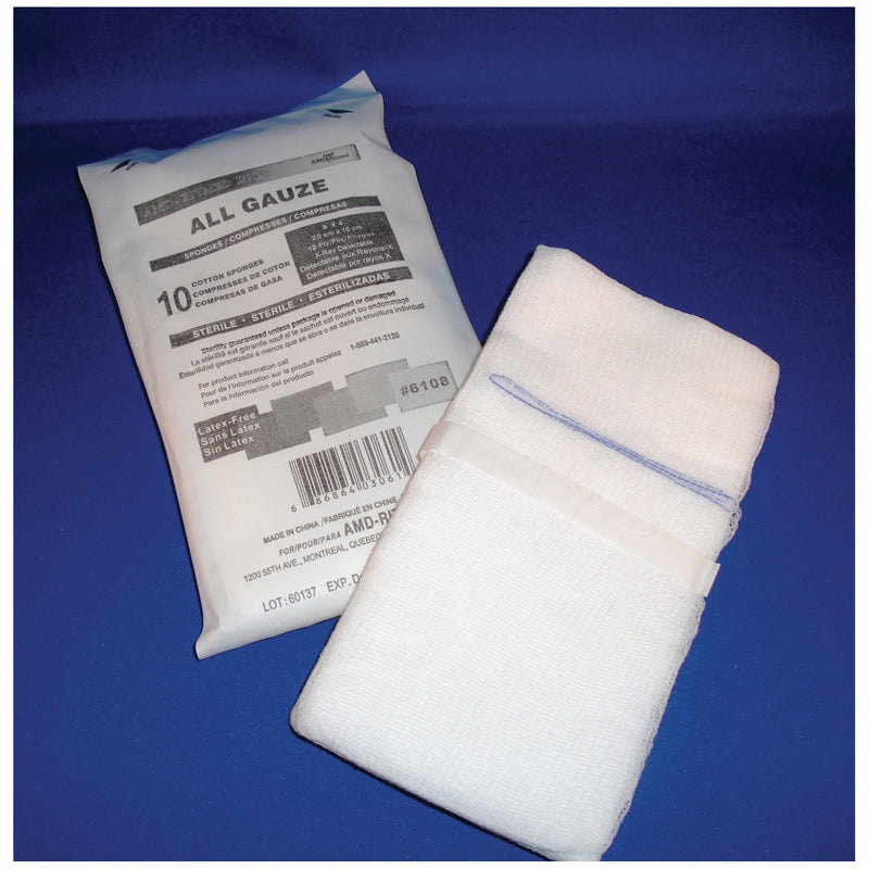 SPONGE, TONSIL, 1", DOUBLE STRUNG ON COUNT CARD, MEDIUM, X-RAY, STERILE, 5/PK, 20 PK/CS, SOLD AS CASE AMD-MEDICOM 10000212