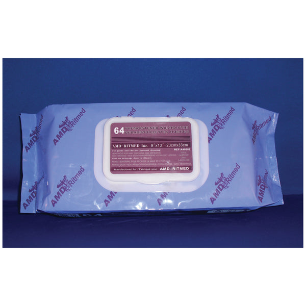 WASHCLOTH, 10" X 13", PRE-MOISTENED, SOFT PACK, 50/PK, 12 PK/CS, SOLD AS CASE AMD-MEDICOM 10000212