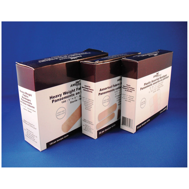 PLASTIC ADHESIVE BANDAGE, ¾" X 3", 100/BX, SOLD AS BOX AMD-MEDICOM 10000212