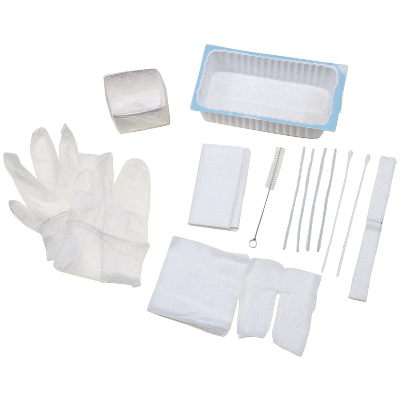 TRACHEOSTOMY CARE TRAY CONTAINS: 2-COMPARTMENT TRAY, REMOVABLE INNER TRAY, CLEANING BRUSH, 4X4 GAUZE SPONGES, PIPE CLEANER, VINYL , SOLD AS CASE AMSIN