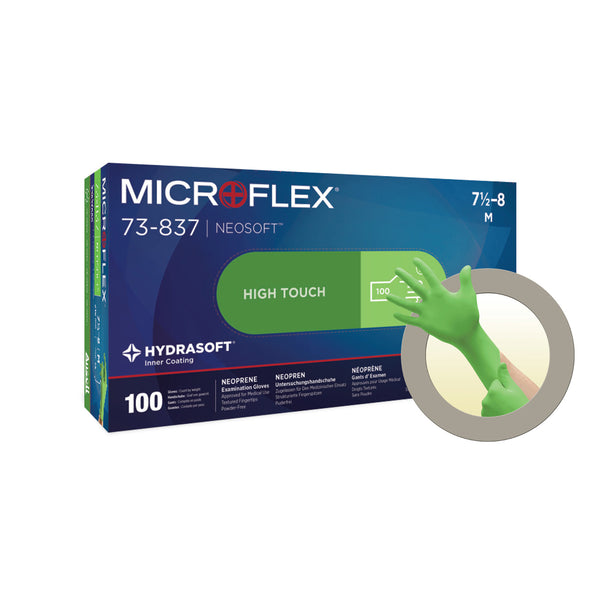 EXAM GLOVE, NEOPRENE, X-SMALL, SIZE 5.5-6, GREEN, POWDER-FREE , LATEX-FREE , NON-STERILE, 100/BX, 10 BX/CS, SOLD AS CASE ANSELL 202