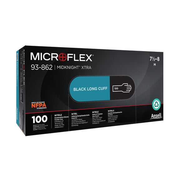 XTRA LABORATORY GLOVES, PF NITRILE, TEXTURED, BLACK, SMALL, 100/BX, 10 BX/CS, SOLD AS CASE ANSELL 202