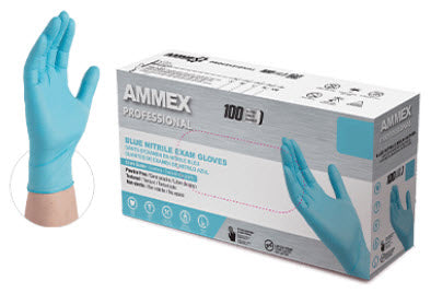 Ammex Nitrile Gloves Tbd-Gloves Nitrle Ammex Xl Disp Pfblue Smooth 100/Bx 10Bx/Cs -APFN48100