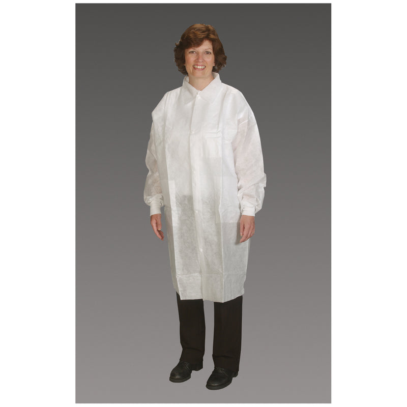 CRITICAL COVER® LAB COATS, TAPERED COLLAR, ELASTIC WRIST, 3 POCKETS, SNAP CLOSE, WHITE, XX-LARGE/XXX-LARGE, 25/CS, SOLD AS CASE ALPHAPROTECH 10001185