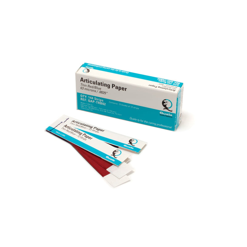 Quala Premium Articulating Paper Tbd-Quala Articul Paper Thn Red/Bl12 Strips/Book 12 Bks/Bx -QAP-TRB02