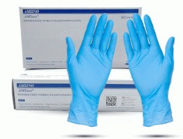 Amsino Amsure Nitrile Exam Glove Glove Exam Nitrile Md Blu Pfchemo 100/Bx 10Bx/Cs -ASCS35M