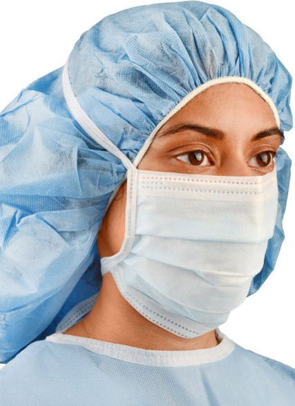 Cardinal Health Astm Level 1 Surgical Mask Mask Surgical Tie 3Ply Whtped Print Pleat 50/Bx 6Bx/Cs -AT771145A